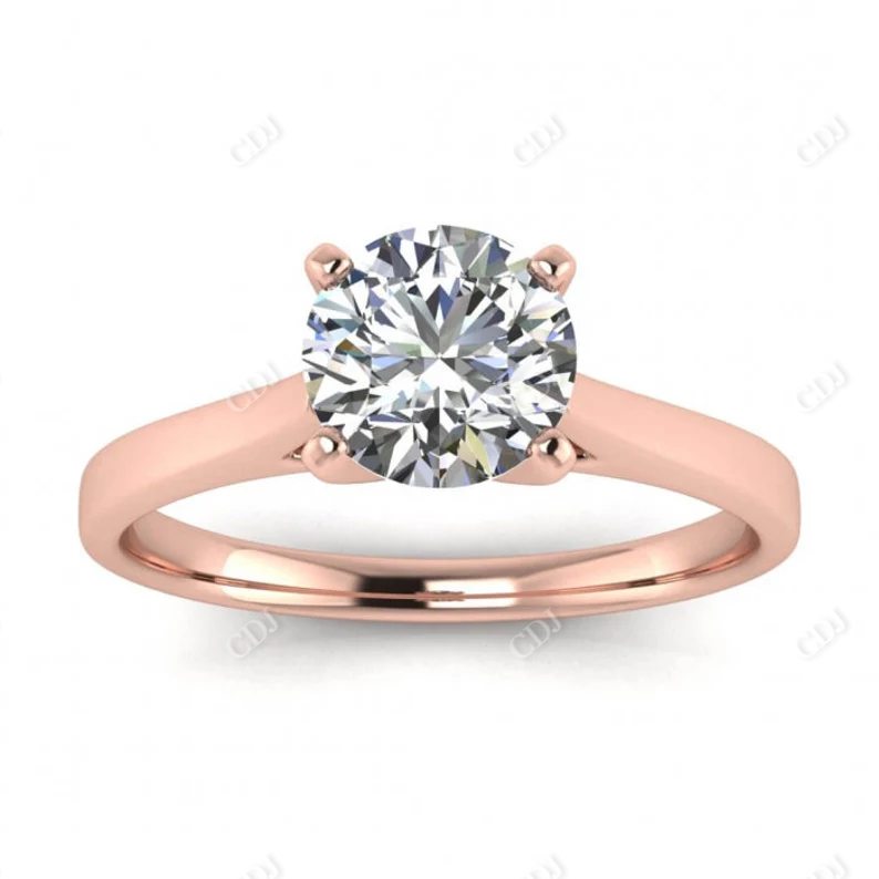 Round Cut Moissanite Cathedral Set Ring  customdiamjewel 10KT Rose Gold VVS-EF