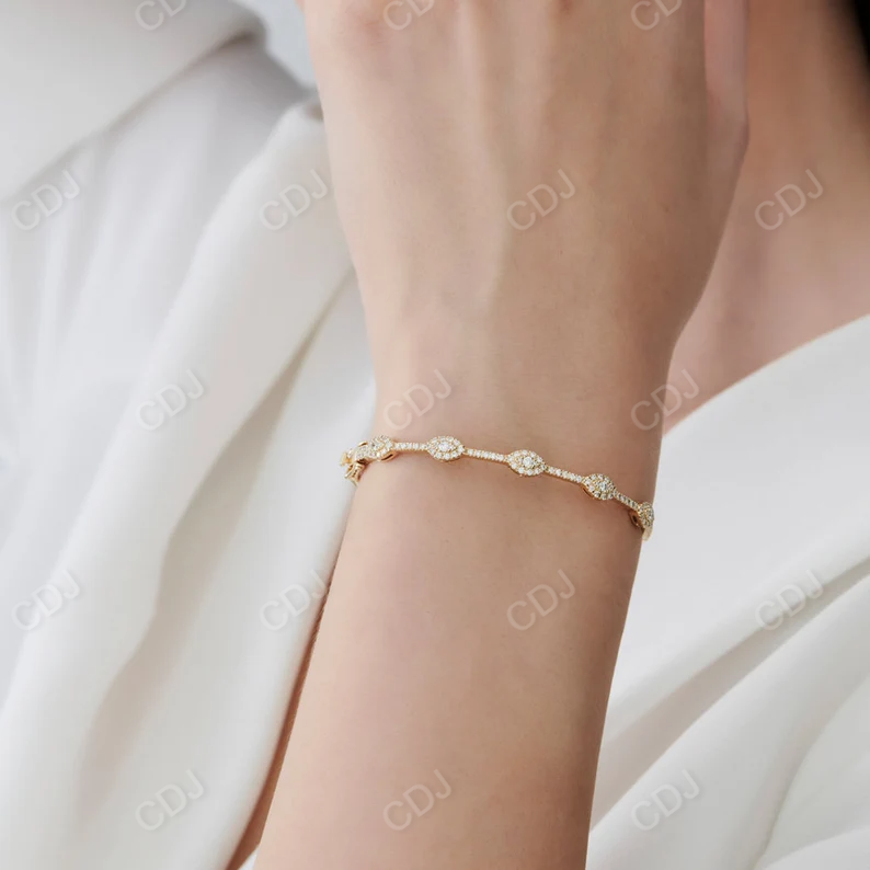 14k Gold Round Shape Natural Diamond Bangle Bracelet  customdiamjewel   