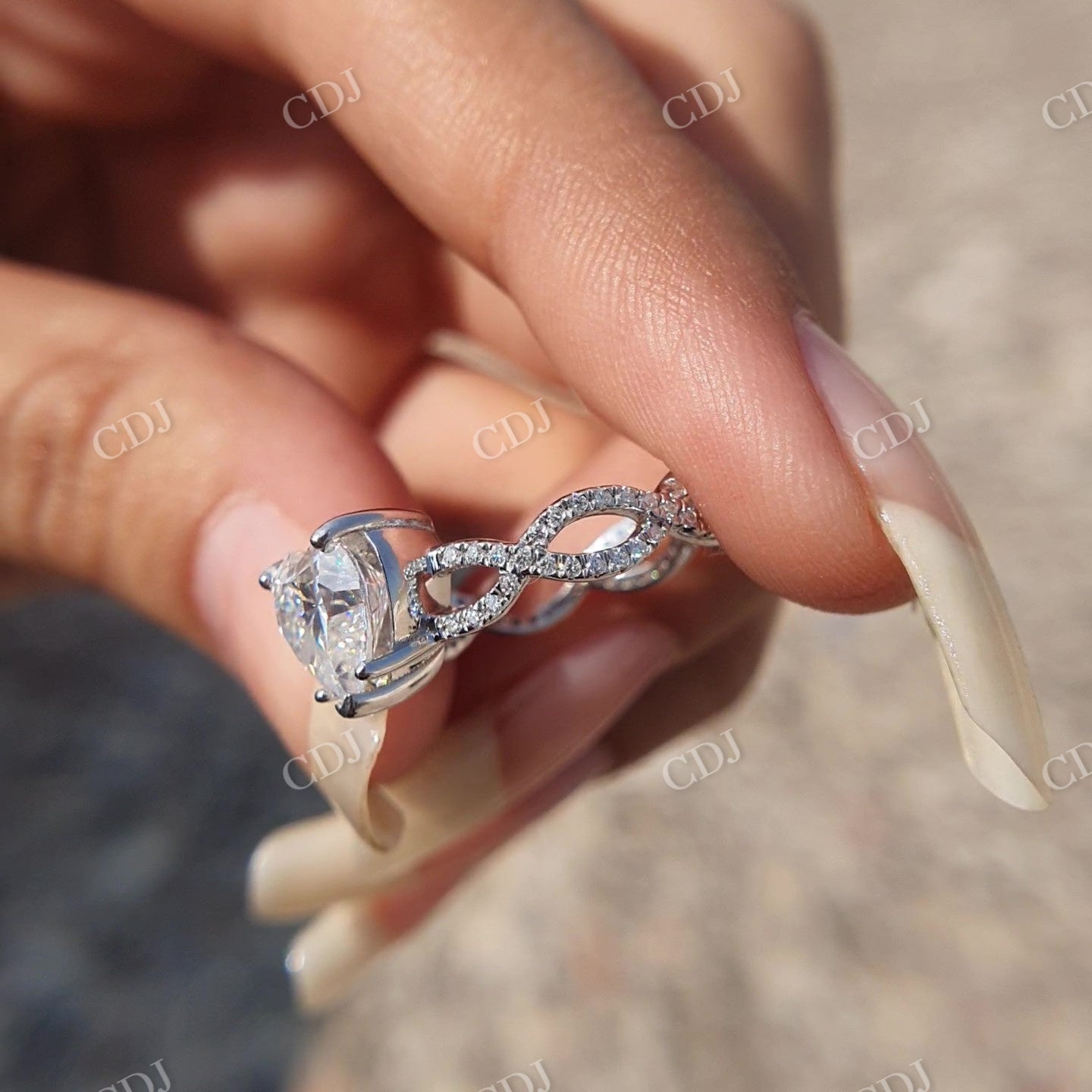 Twisted Band Heart Cut Moissanite Engagement Ring  customdiamjewel   