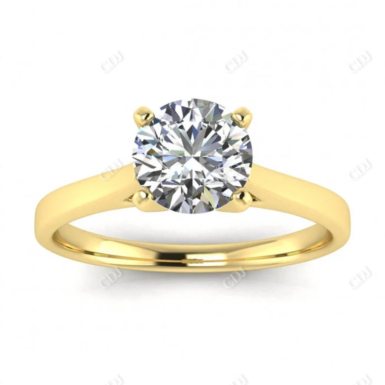 Round Cut Moissanite Cathedral Set Ring  customdiamjewel 10KT Yellow Gold VVS-EF