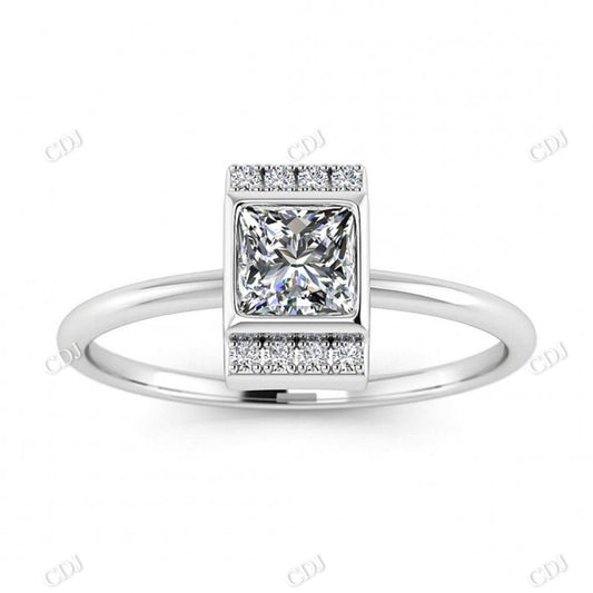 White Gold Princess Cut Bezel Setting Moissanite Engagement Ring  customdiamjewel 10KT White Gold VVS-EF