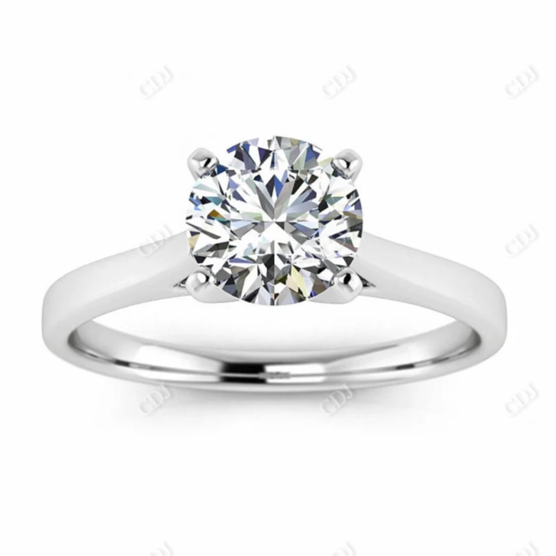 Round Cut Moissanite Cathedral Set Ring  customdiamjewel 10KT White Gold VVS-EF