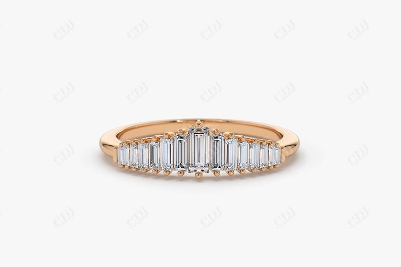 0.40CTW Baguette Cut Lab Grown Diamond Wedding Band  customdiamjewel 10KT Rose Gold VVS-EF