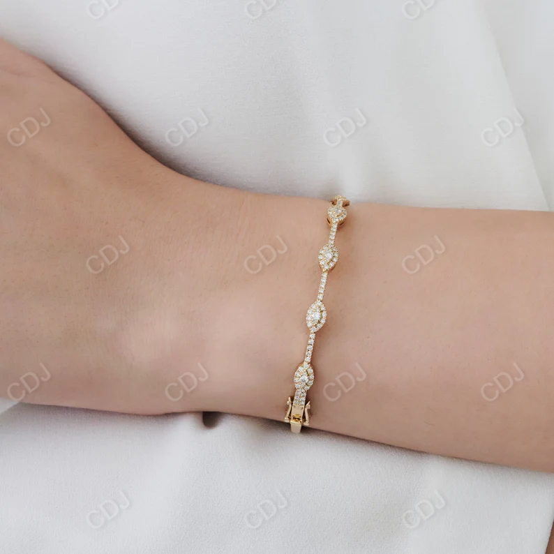 14k Gold Round Shape Natural Diamond Bangle Bracelet  customdiamjewel   