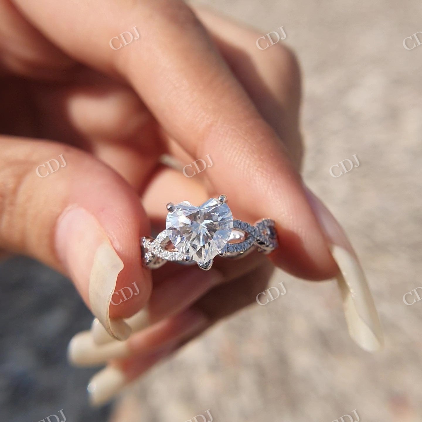 Twisted Band Heart Cut Moissanite Engagement Ring  customdiamjewel   