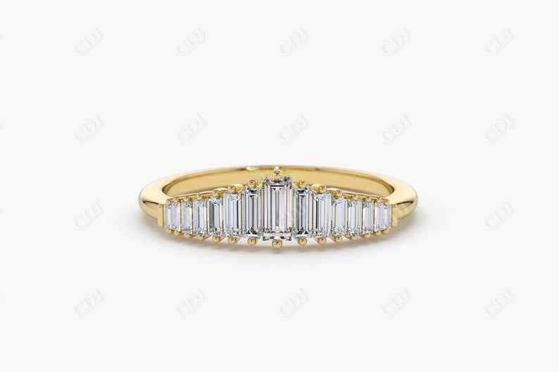 0.40CTW Baguette Cut Lab Grown Diamond Wedding Band  customdiamjewel 10KT Yellow Gold VVS-EF