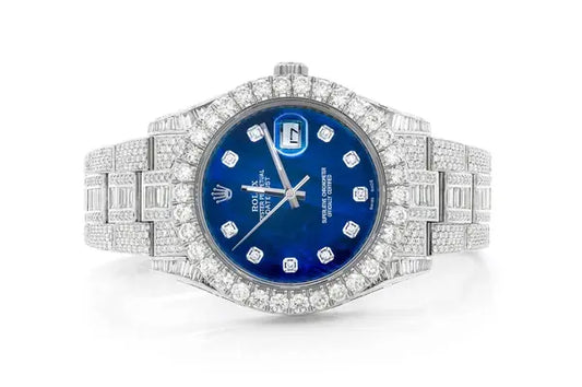 Blue Dial Hip Hop Rolex Diamond Wrist Watch(22.95CTW)  customdiamjewel   