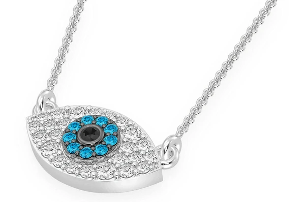 Multi Round Diamonds Iced Out Evil Eye Necklace  customdiamjewel   