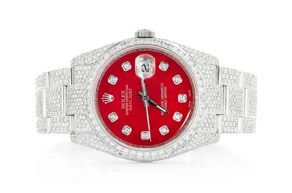 Hip Hop Red Dial Diamond Wrist Watch (16.75CTW)  customdiamjewel   