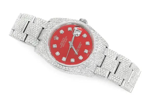 Hip Hop Red Dial Diamond Wrist Watch (16.75CTW)  customdiamjewel   