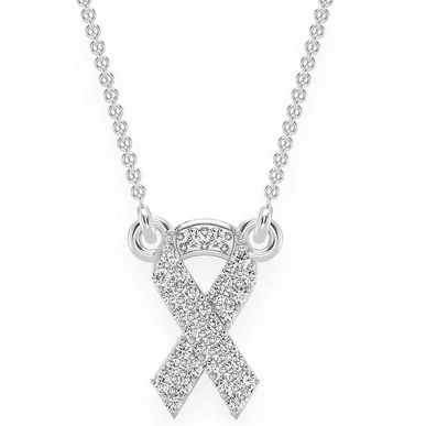 Round Diamond Awareness Ribbon Necklace Support Family  customdiamjewel   