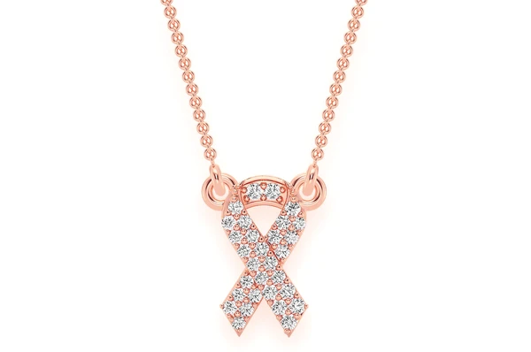 Round Diamond Awareness Ribbon Necklace Support Family  customdiamjewel   