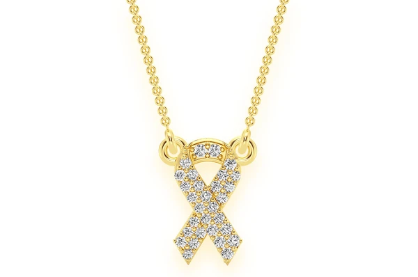 Round Diamond Awareness Ribbon Necklace Support Family  customdiamjewel   