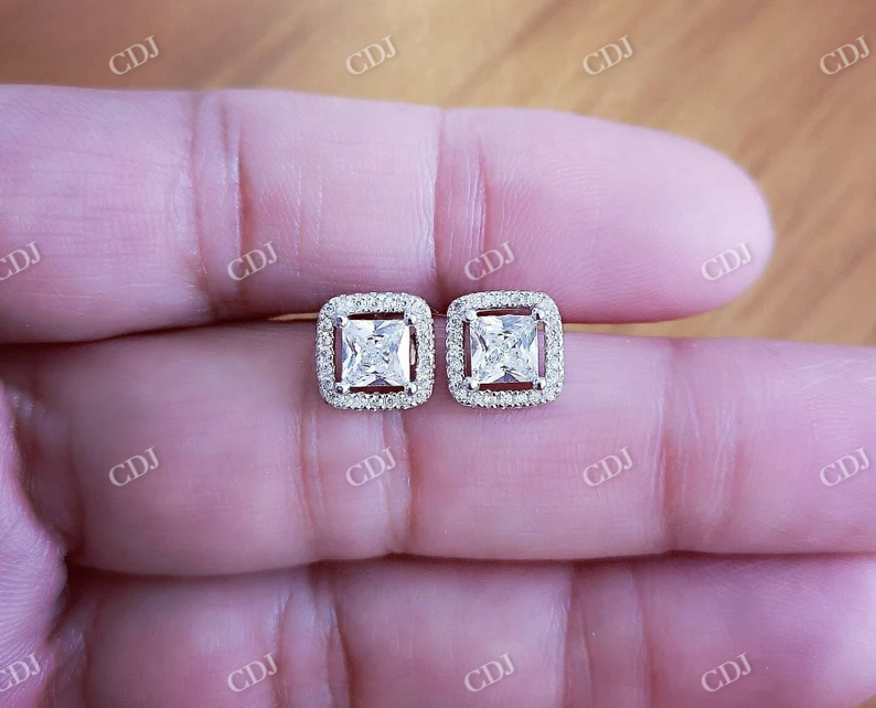 0.1CT Moissanite Princess Cut diamond earring  customdiamjewel   