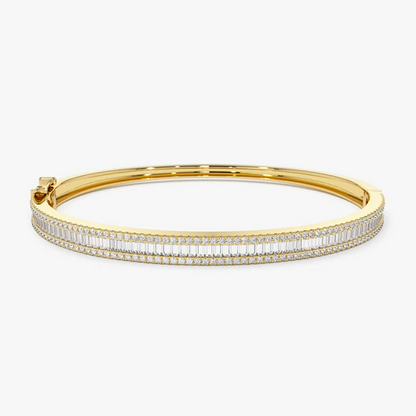 14k Gold Half Eternity Baguette and Round Diamond Bangle Cuff Bracelet  customdiamjewel 10 KT Solid Gold Yellow Gold VVS-EF