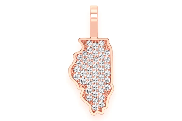 0.25CTW Illinois State Diamond Pendant  customdiamjewel   