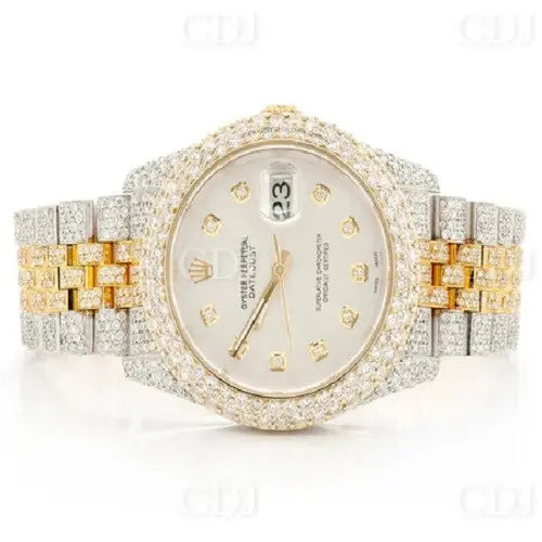 Rolex Iced Out Two Tone Diamond Studded Watch(13.64CTW )  customdiamjewel   