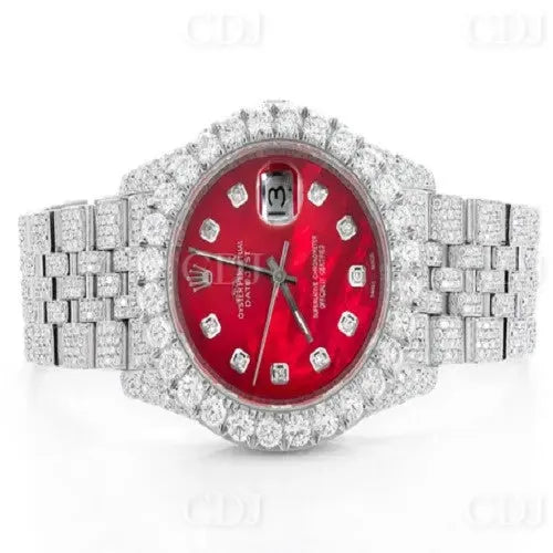 Red Dial Round Diamond Rolex Wrist Watch(17.75CTW )  customdiamjewel   