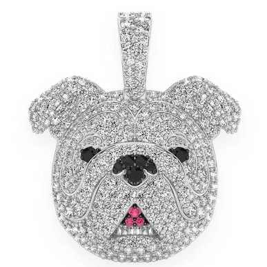 1.66CTW Cluster Diamond Bulldog Pendant  customdiamjewel   