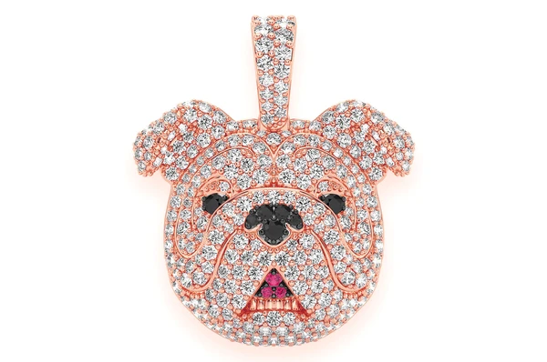 1.66CTW Cluster Diamond Bulldog Pendant  customdiamjewel   