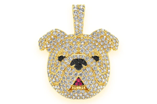 1.66CTW Cluster Diamond Bulldog Pendant  customdiamjewel   