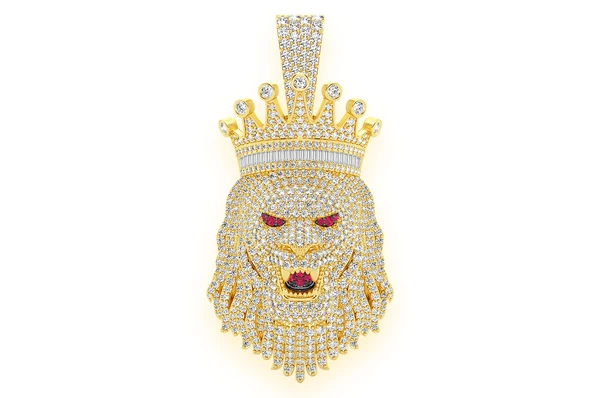 6.75CTW Diamond King Crown Lion Pendant  customdiamjewel   