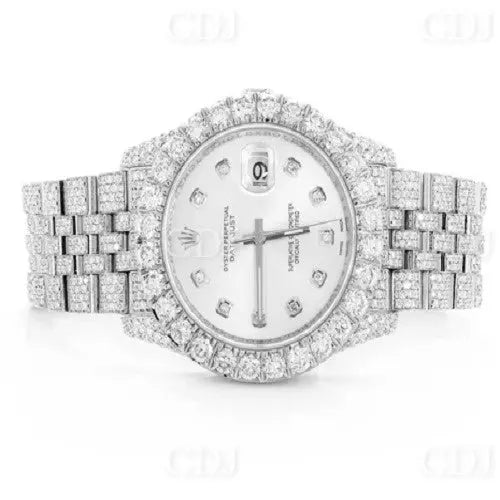 Stainless Steel Big Dial Diamond Rolex Watch (17.85CTW)  customdiamjewel   