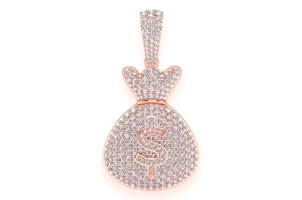 3.33CTW Diamond Money Bag Pendant  customdiamjewel   