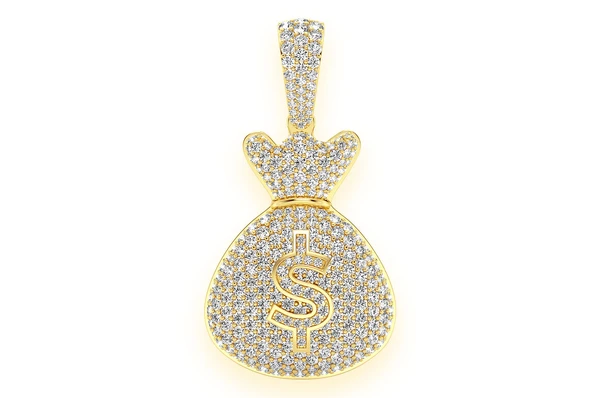 3.33CTW Diamond Money Bag Pendant  customdiamjewel   