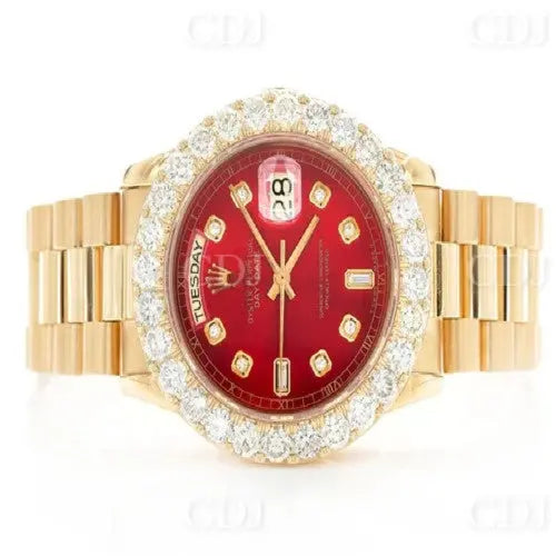 Red Dial Luxury Hip Hop Men's Diamond Watch (6.50CTW)  customdiamjewel   