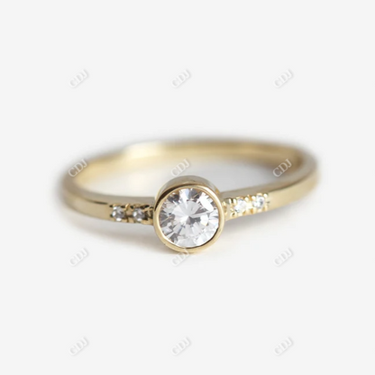 0.28ctw Bezel Set Round Moissanite Engagement Ring  customdiamjewel 10KT Yellow Gold VVS-EF