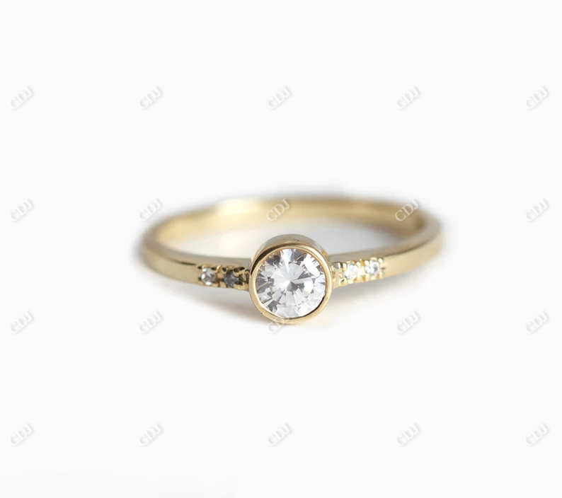 0.28ctw Bezel Set Round Moissanite Engagement Ring  customdiamjewel   