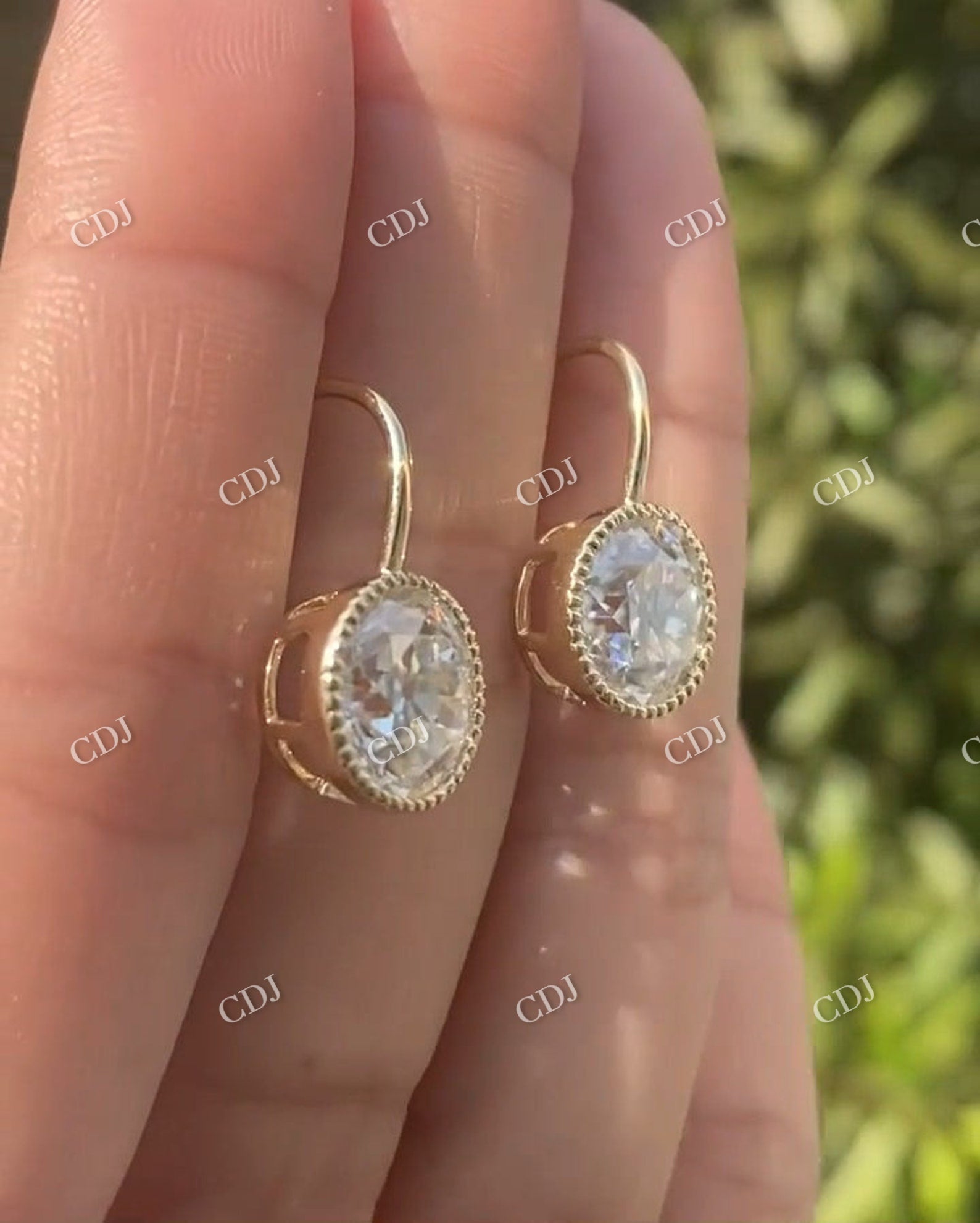 Old European Cut Moissanite 14K Solid Gold Vintage Earrings  customdiamjewel   