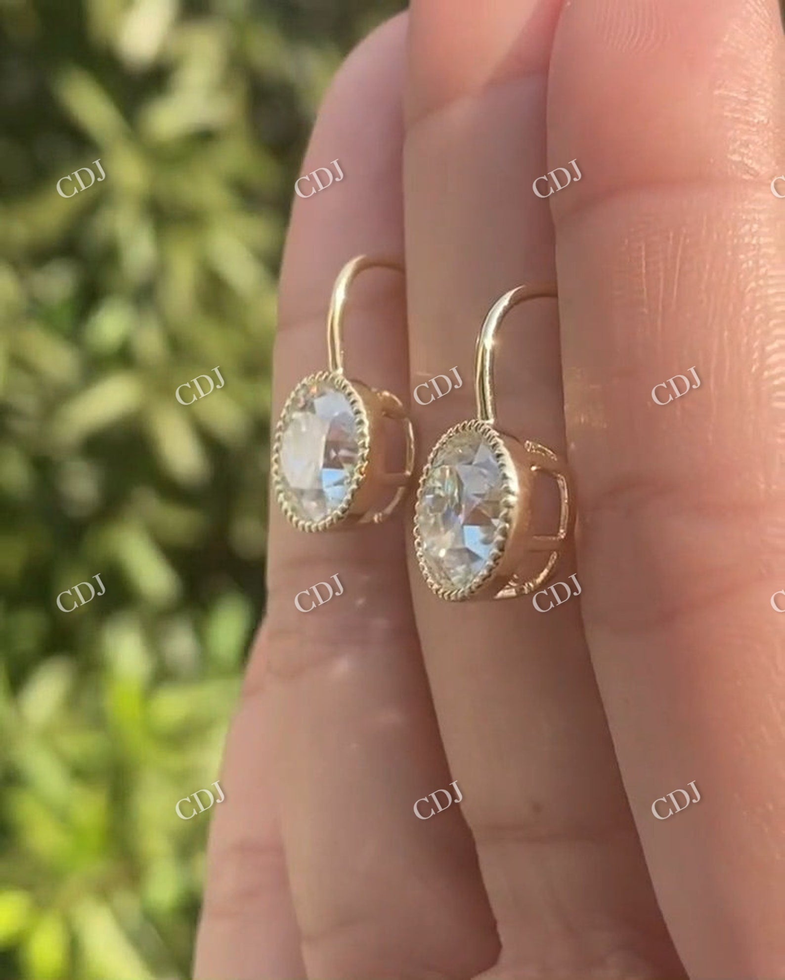 Old European Cut Moissanite 14K Solid Gold Vintage Earrings  customdiamjewel   