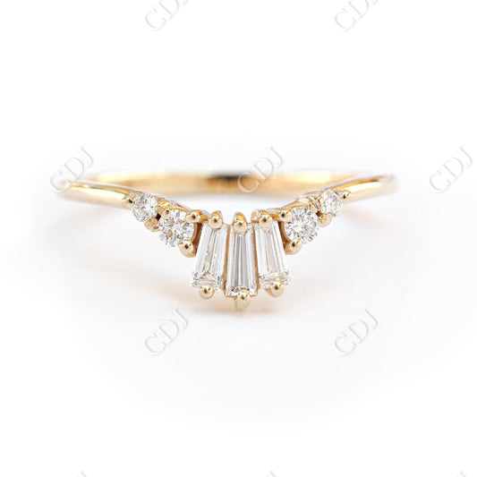 Modern Style Baguette Cut Chevron Wedding Band  customdiamjewel 10KT Yellow Gold VVS-EF