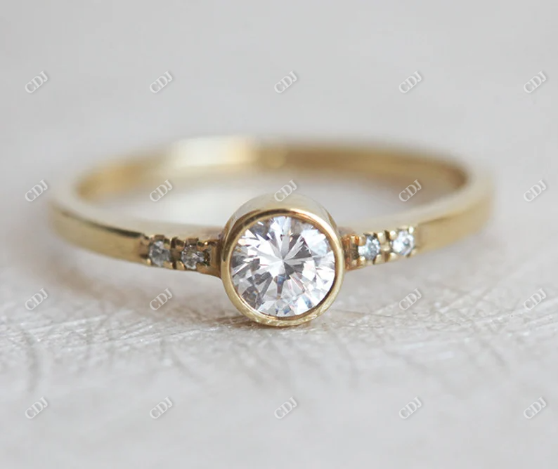 0.28ctw Bezel Set Round Moissanite Engagement Ring  customdiamjewel   