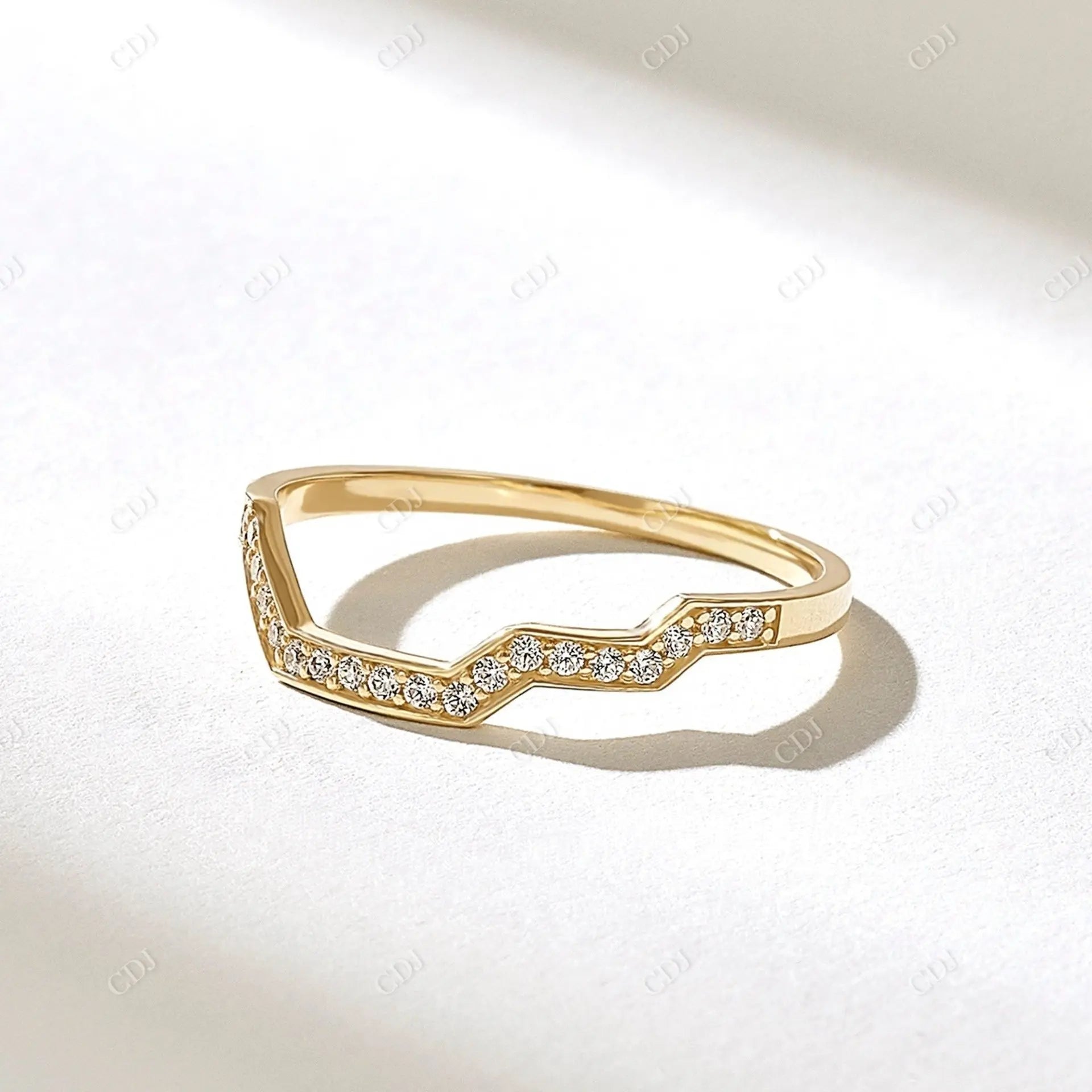 0.21CTW Round Pave Diamond Yellow Gold Contour Ring  customdiamjewel 10KT Yellow Gold VVS-EF