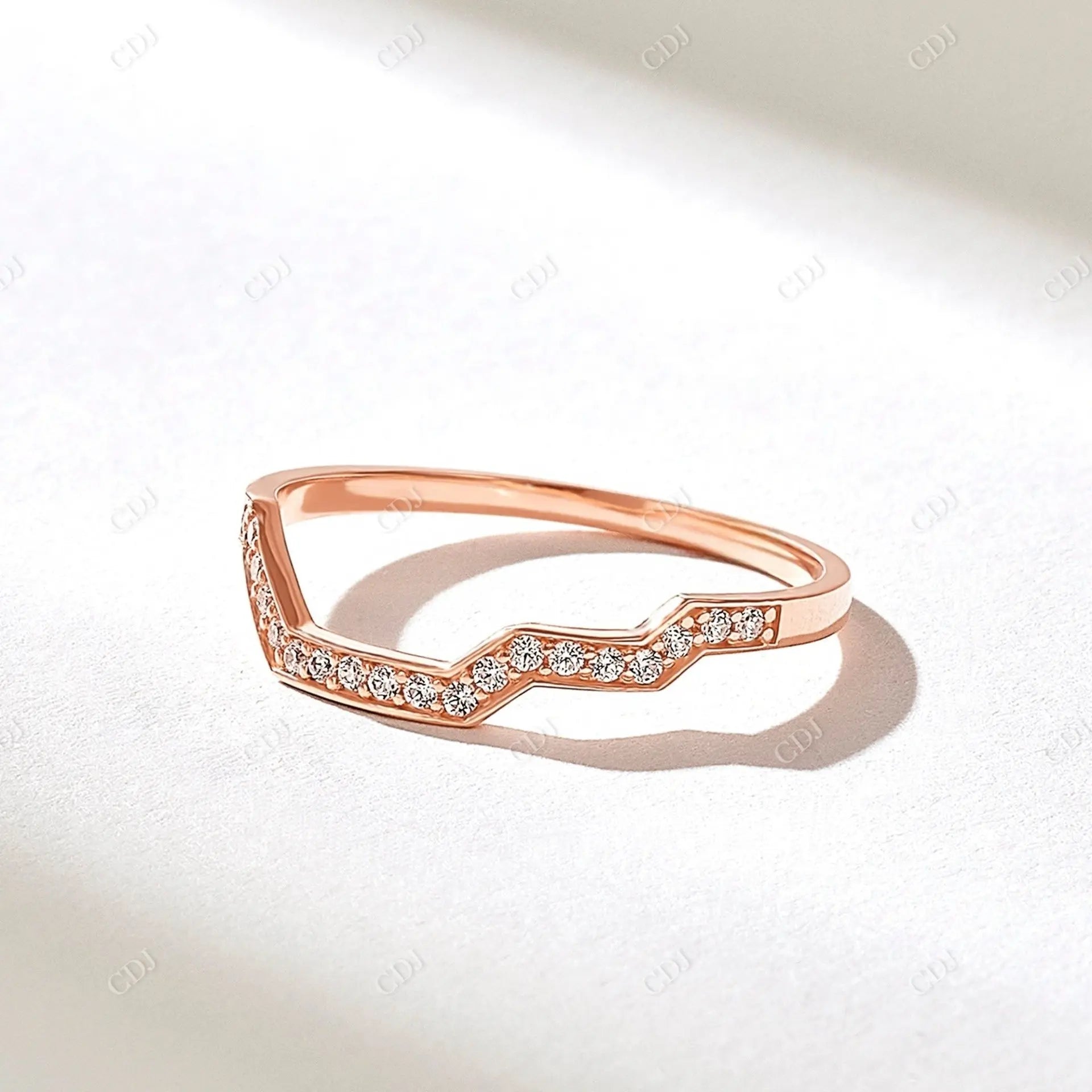 0.21CTW Round Pave Diamond Yellow Gold Contour Ring  customdiamjewel 10KT Rose Gold VVS-EF