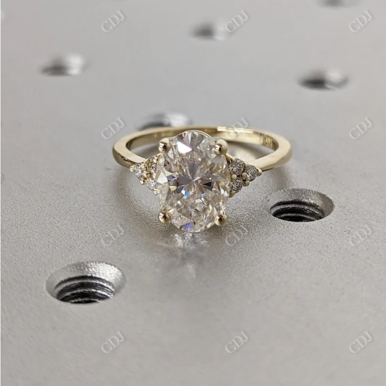 2.0CT Oval Cut Moissanite Vintage Cluster Ring  customdiamjewel 10KT Yellow Gold VVS-EF