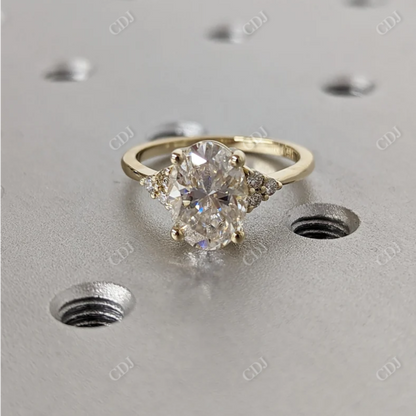 2.0CT Oval Cut Moissanite Vintage Cluster Ring  customdiamjewel 10KT Yellow Gold VVS-EF