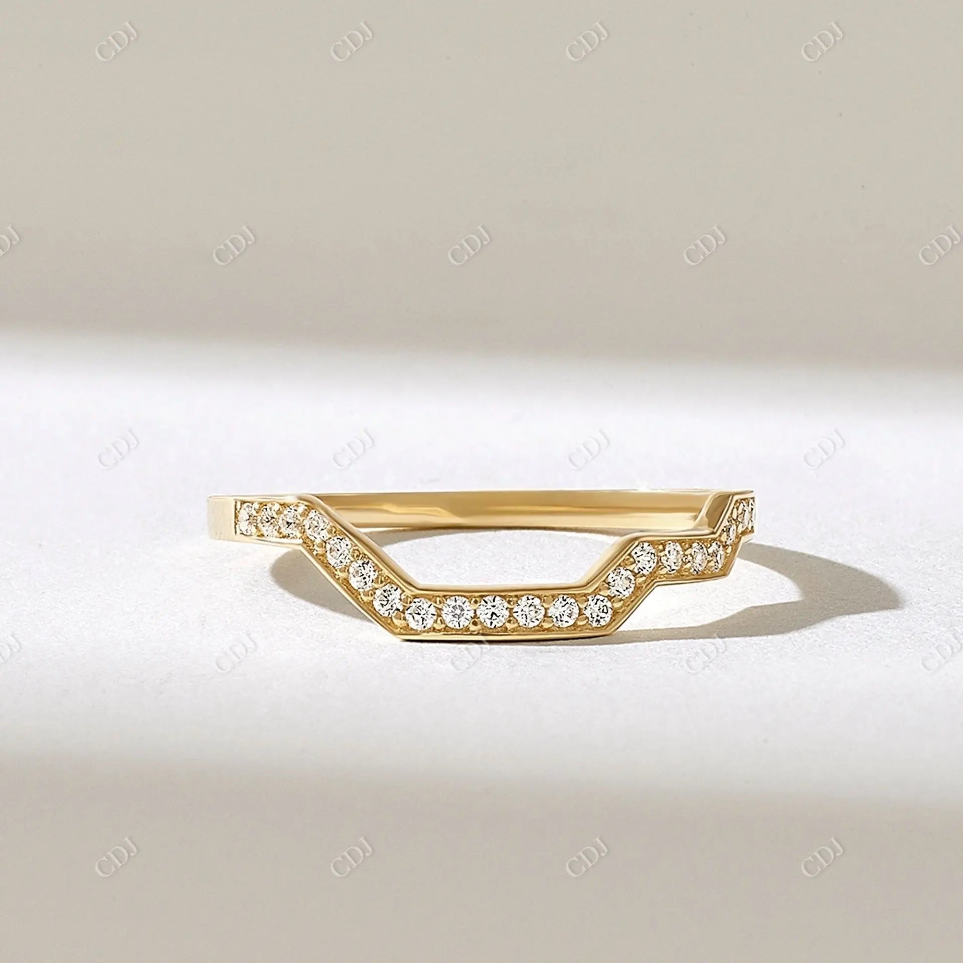 0.21CTW Round Pave Diamond Yellow Gold Contour Ring  customdiamjewel   