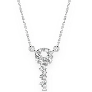 Silver Diamond Iced Out Key Necklace  customdiamjewel   