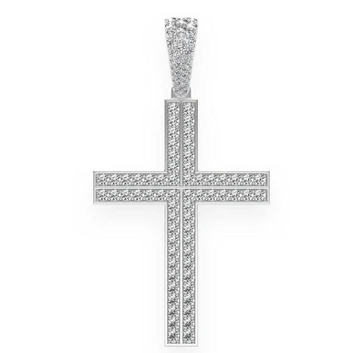 2.75CTW Iced Out Straight Accent Cross Pendant  customdiamjewel   