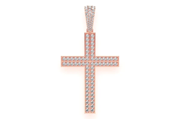 2.75CTW Iced Out Straight Accent Cross Pendant  customdiamjewel   