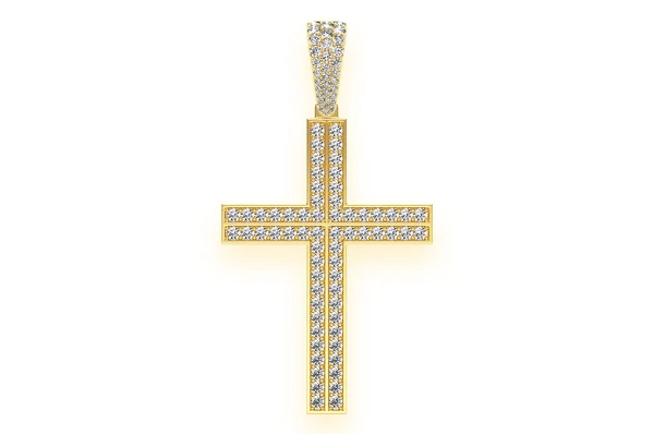 2.75CTW Iced Out Straight Accent Cross Pendant  customdiamjewel   