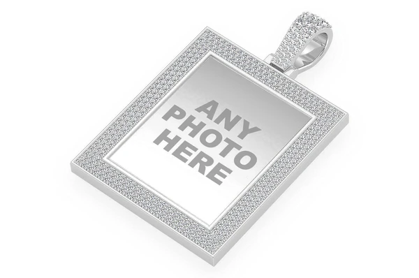 3.30CTW Diamond Rectangle Picture Frame Pendant  customdiamjewel   