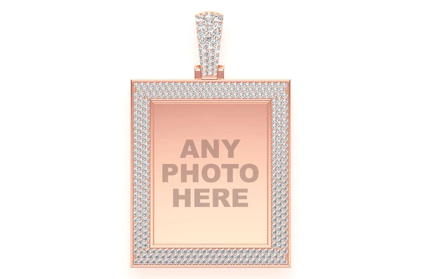 3.30CTW Diamond Rectangle Picture Frame Pendant  customdiamjewel   