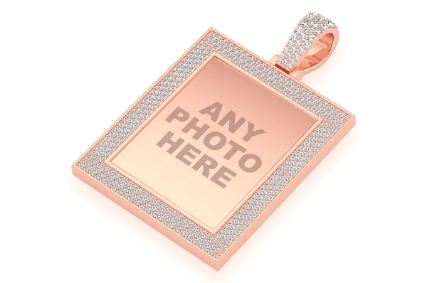 3.30CTW Diamond Rectangle Picture Frame Pendant  customdiamjewel   