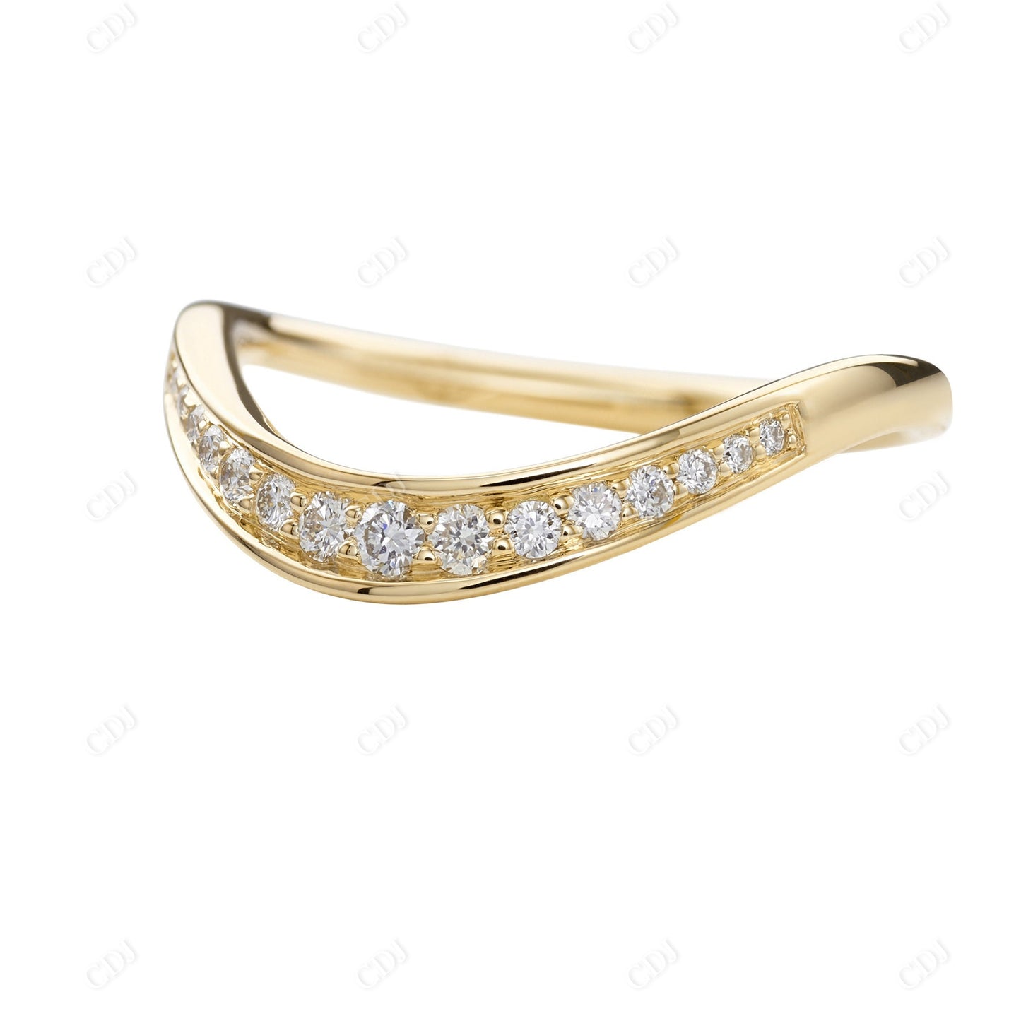 Curved Brilliant Lab Grown Diamond Wedding Band  customdiamjewel 10KT Yellow Gold VVS-EF