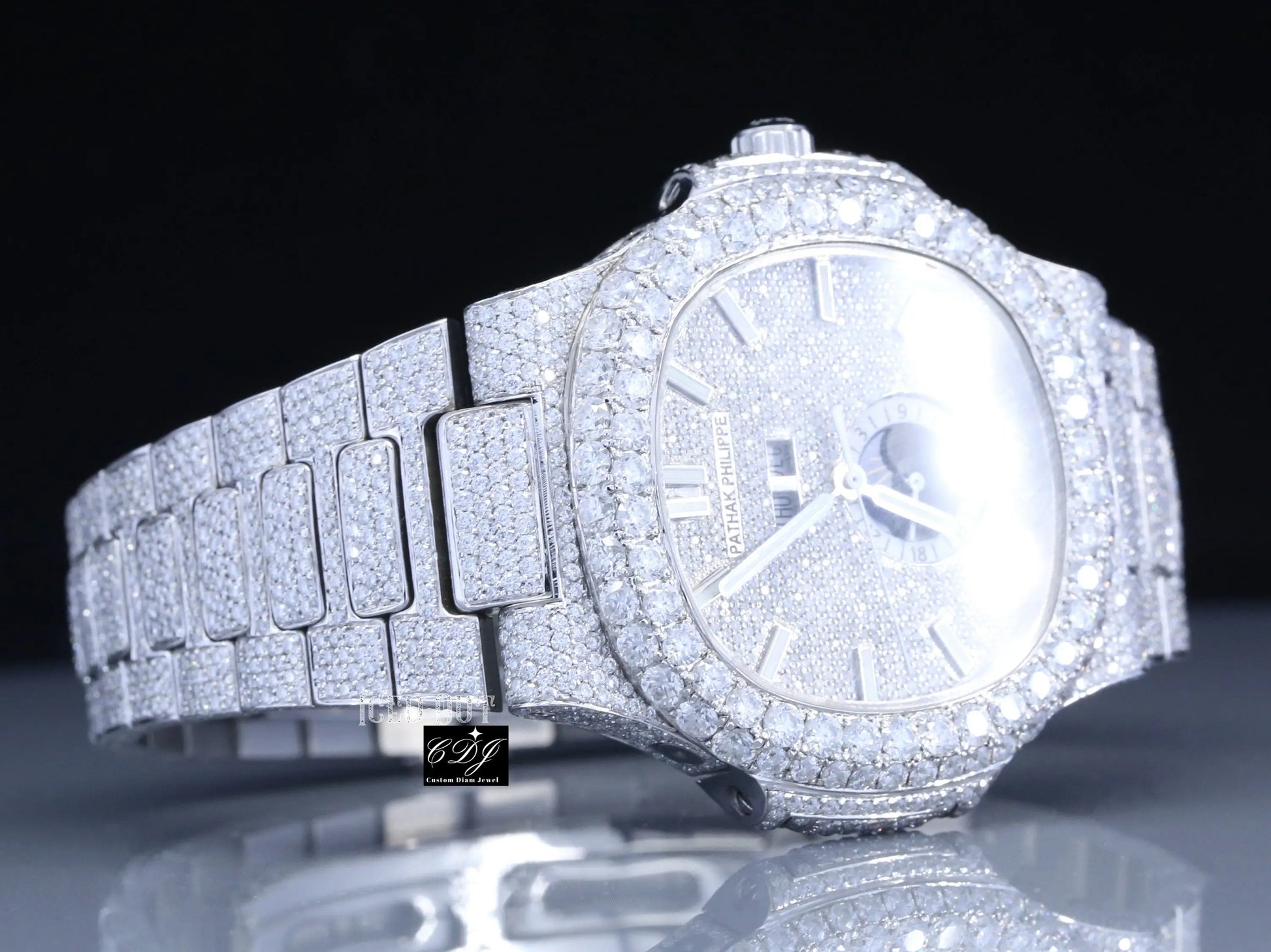 Hip Hop Gold Plated Iced Out Diamond Watch (28 CT Approx)  customdiamjewel   